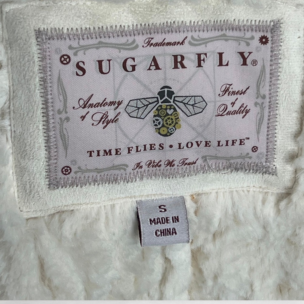 SUGARFLY White Faux Suede and Faux Fur Lined‎ Jacket S - Picture 10 of 13